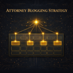 Calendar grid with four highlighted content blocks linked to a central hub