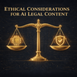 Balanced scale weighing AI technology against legal ethics