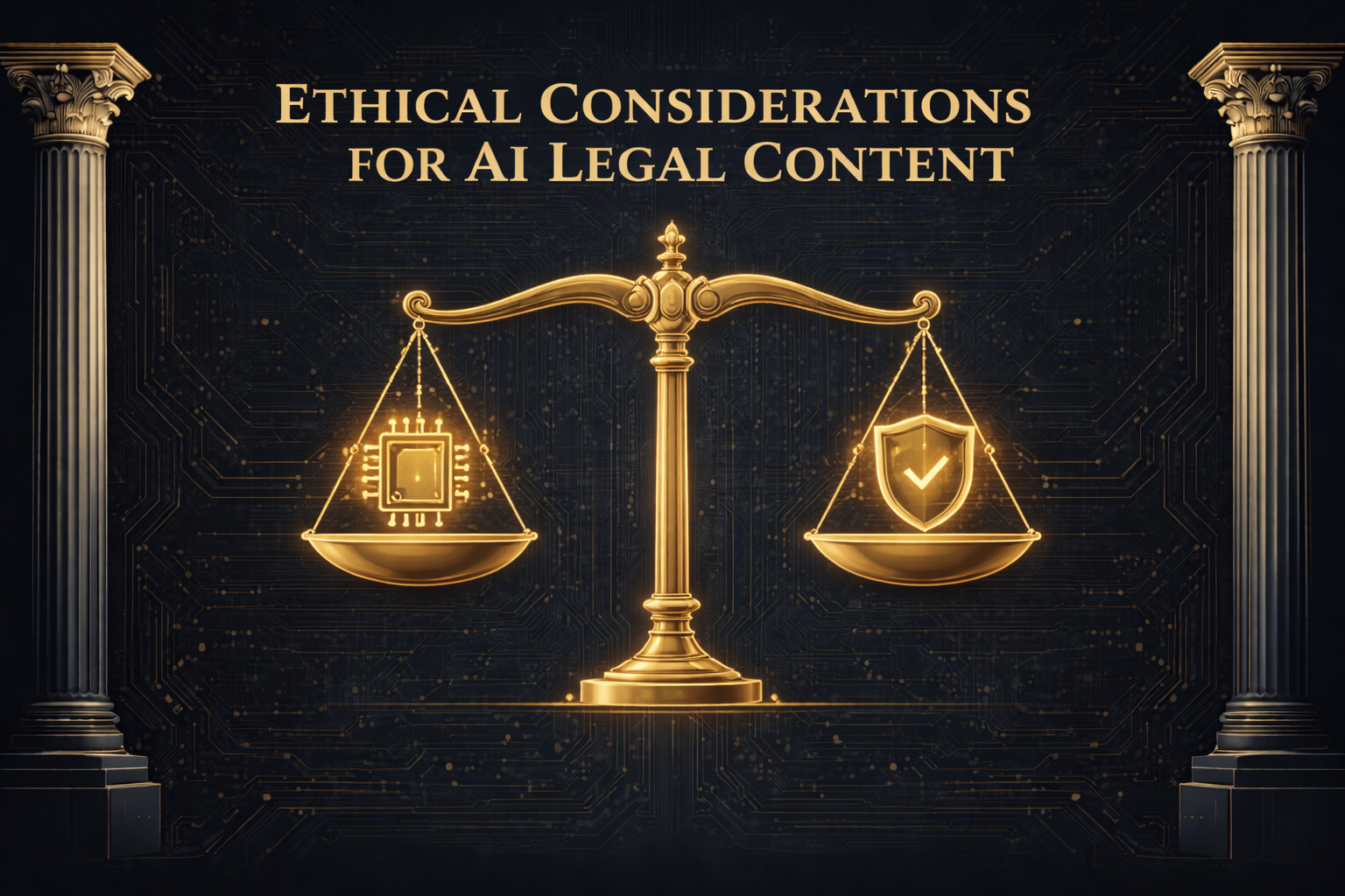 Balanced scale weighing AI technology against legal ethics