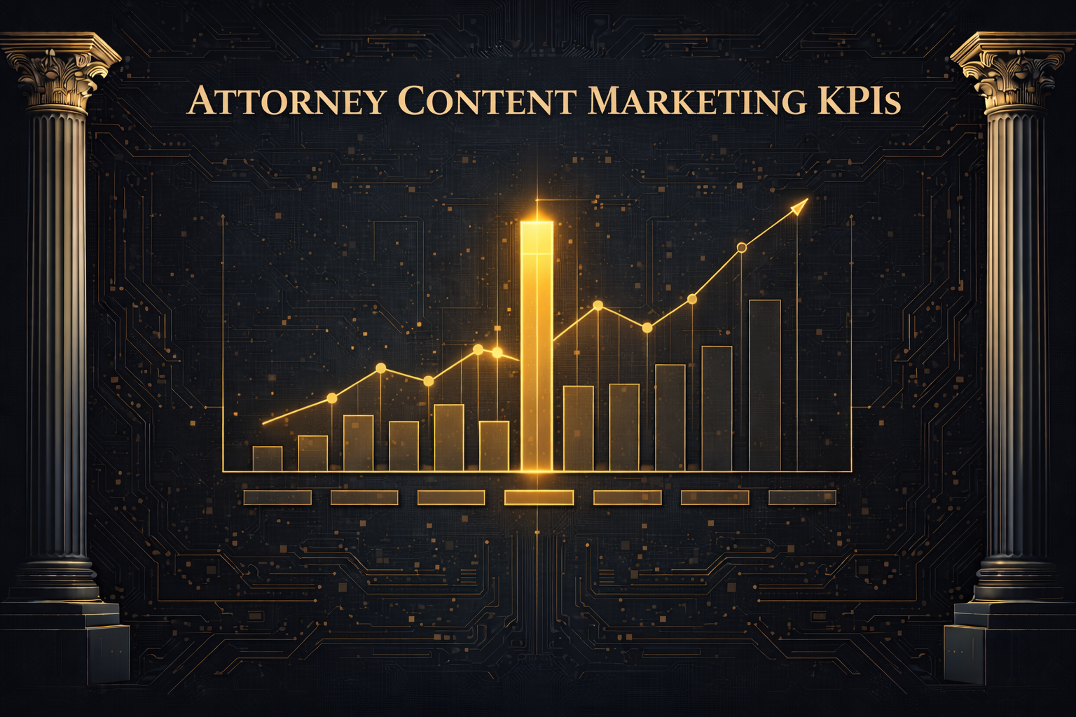Abstract dashboard with one dominant KPI metric rising above others